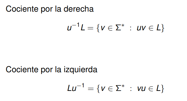 Cociente de un lenguaje lenguajes formales